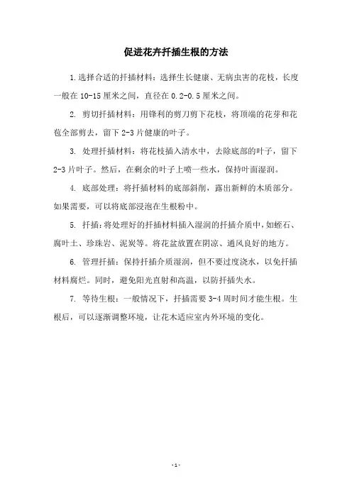 促进花卉扦插生根的方法