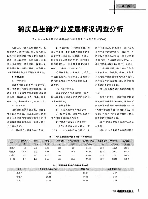 鹤庆县生猪产业发展情况调查分析