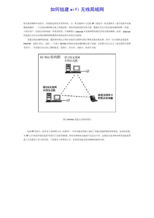 wifi无线局域网组建