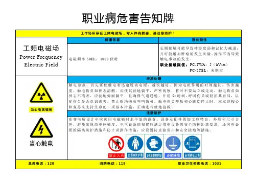 工频电磁场-职业病危害告知牌