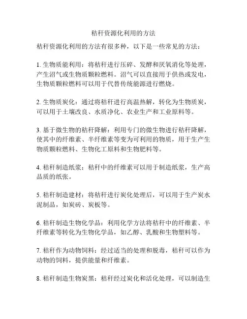 秸秆资源化利用的方法