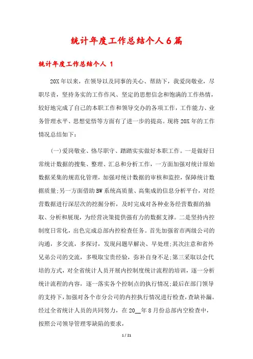 统计年度工作总结个人6篇