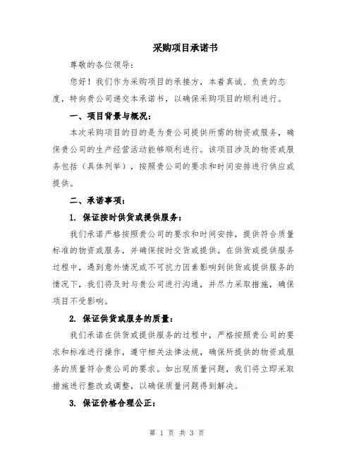 采购项目承诺书
