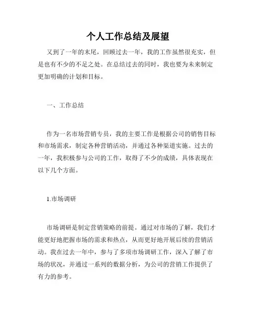 个人工作总结及展望