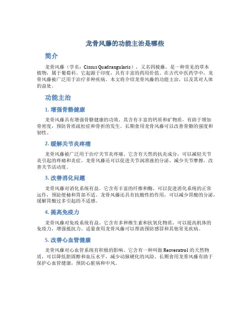 龙骨风藤的功能主治是哪些