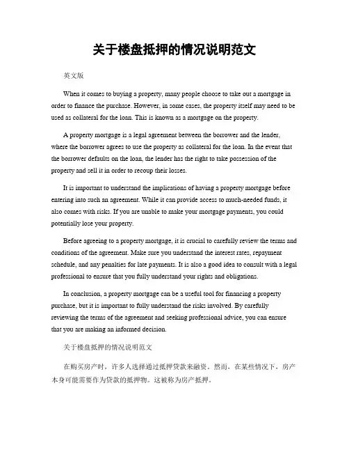 关于楼盘抵押的情况说明范文