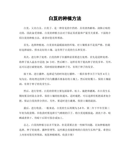 白芨的种植方法
