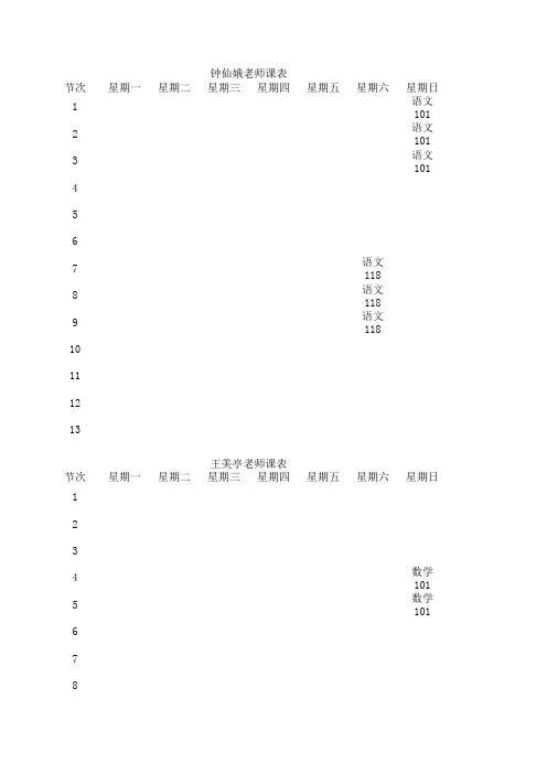 2014级个人课表