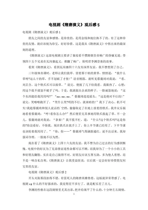 电视剧《隋唐演义》观后感5