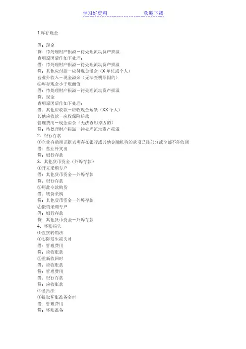 会计分录大全(口诀+分类+解释)