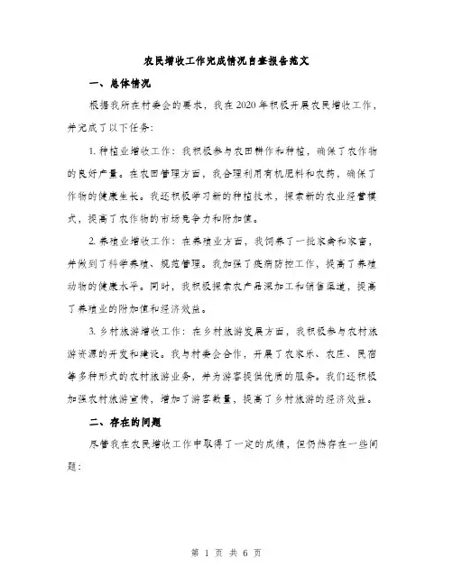 农民增收工作完成情况自查报告范文（二篇）
