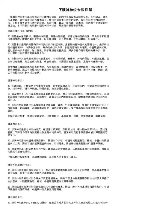 下肢神神经卡压详解