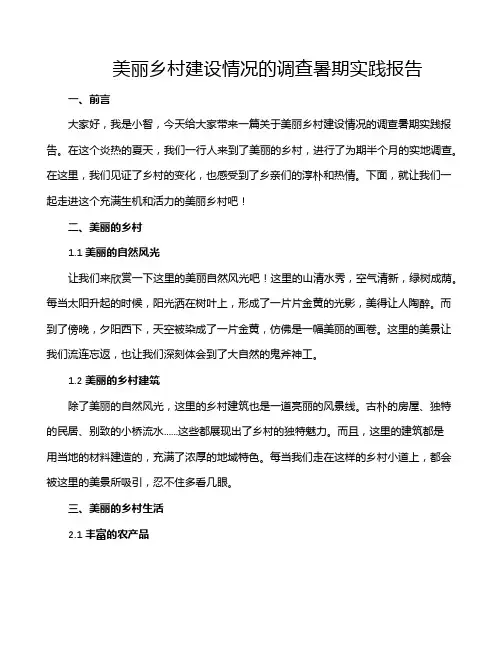 美丽乡村建设情况的调查暑期实践报告