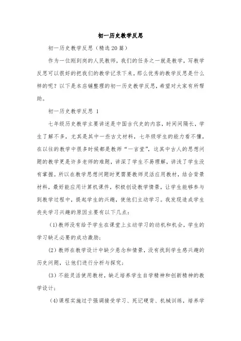 初一历史教学反思