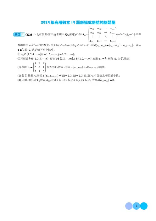 2024年高考数学19题新模式新结构新题型数学与阅读理解  学生版