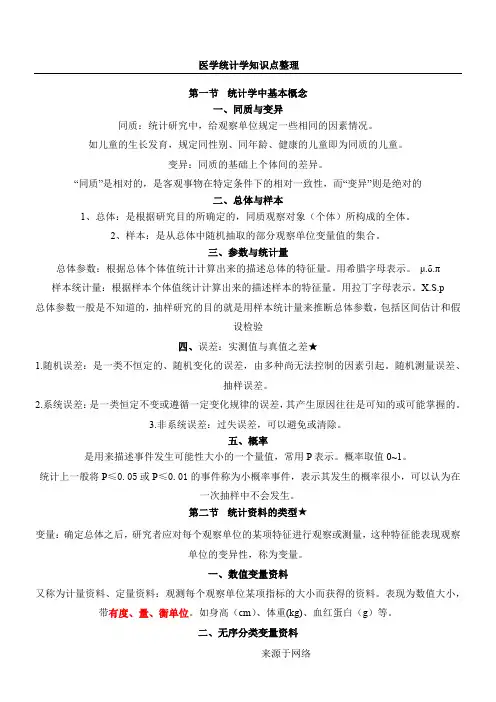 医学统计知识点整理