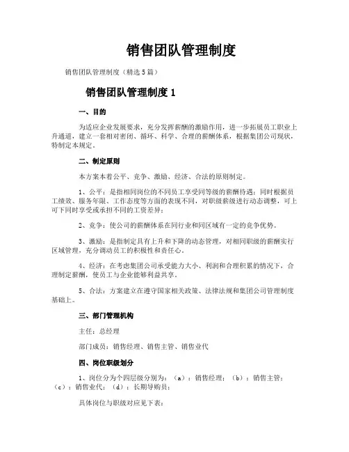 销售团队管理制度