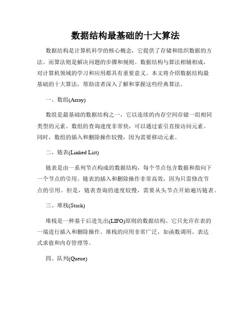 数据结构最基础的十大算法