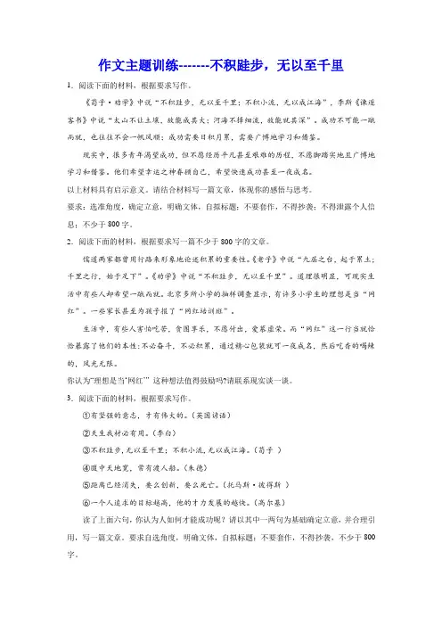 高考作文主题训练：不积跬步,无以至千里