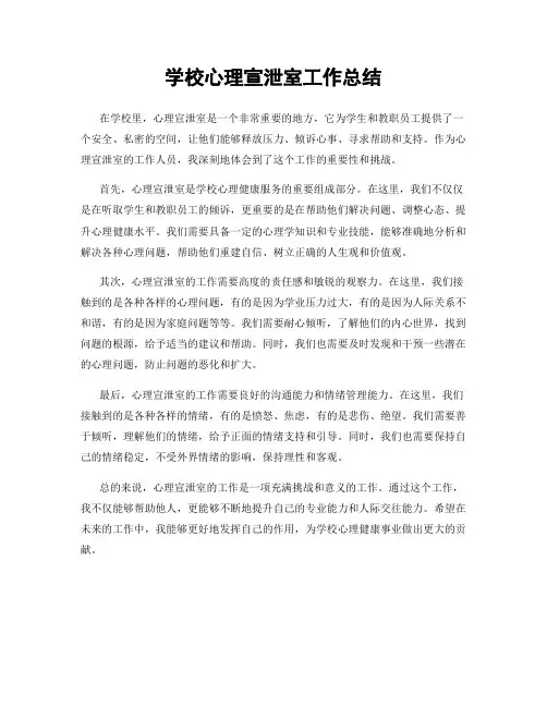 学校心理宣泄室工作总结