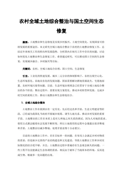 农村全域土地综合整治与国土空间生态修复