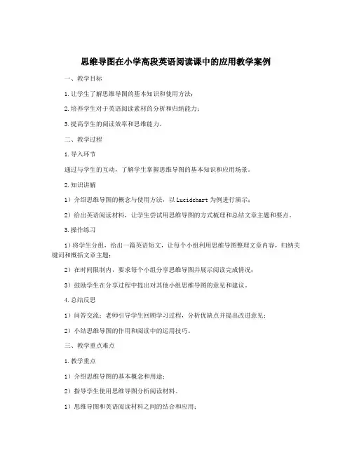 思维导图在小学高段英语阅读课中的应用教学案例