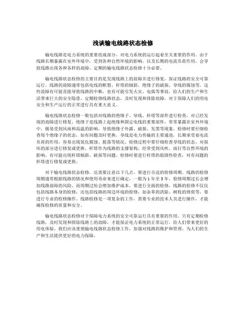 浅谈输电线路状态检修