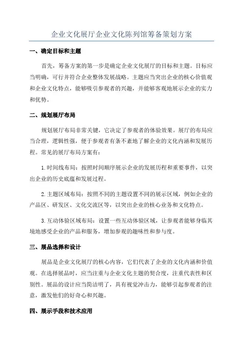 企业文化展厅企业文化陈列馆筹备策划方案