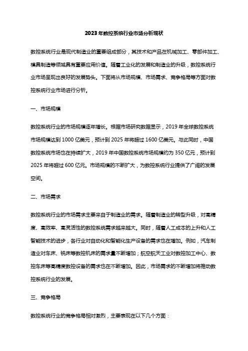 2023年数控系统行业市场分析现状