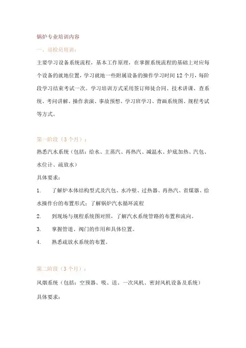 锅炉专业培训内容