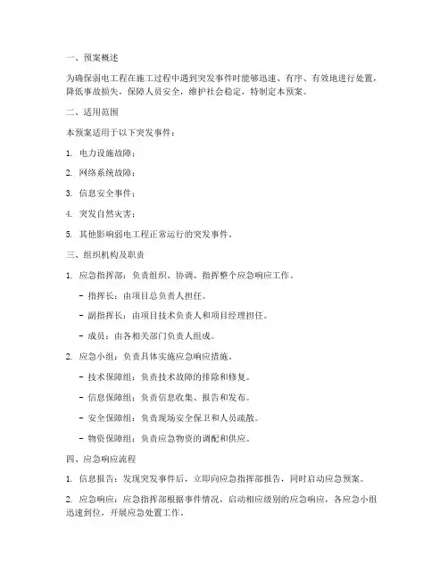 弱电应急预案范文