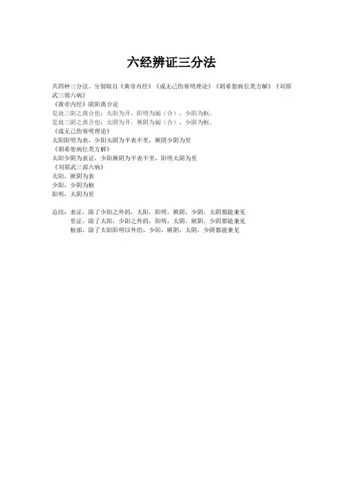 伤寒论六经辨证三分法