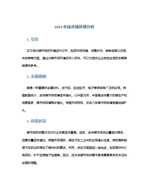 2024年镁市场环境分析