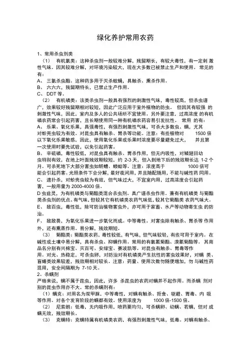 绿化养护常用农药