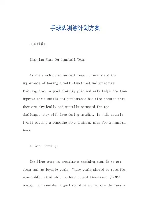 手球队训练计划方案