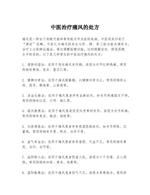 中医治疗痛风的处方