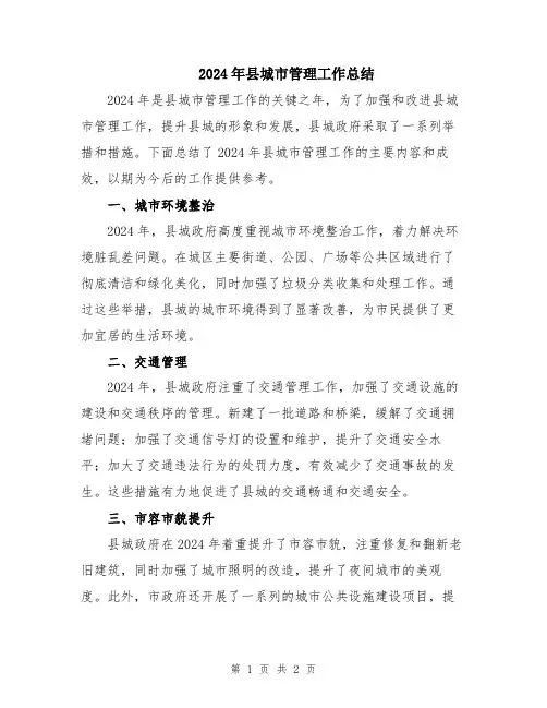 2024年县城市管理工作总结