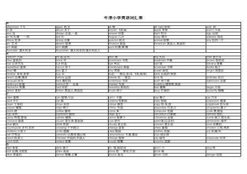 牛津小学英语词汇(1~5年级)