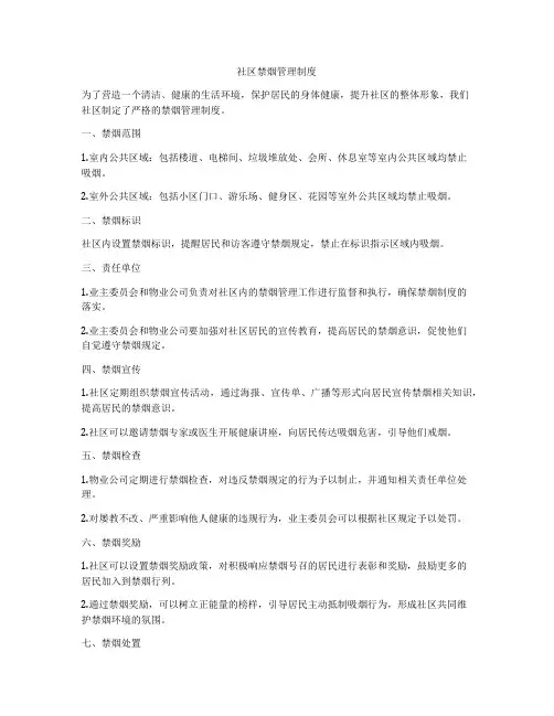 社区禁烟管理制度