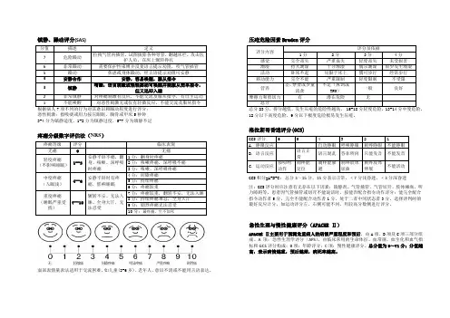 ICU常用评分系统