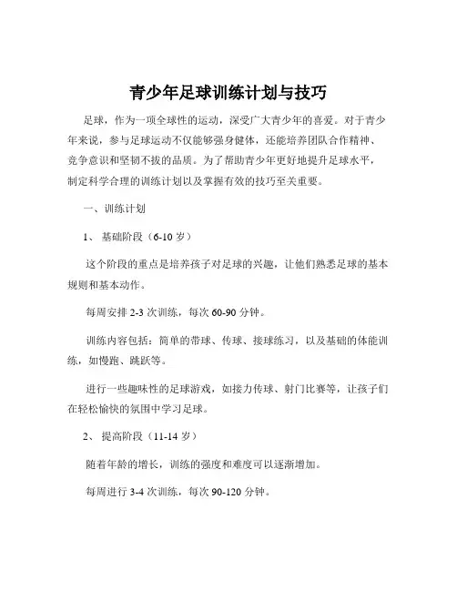 青少年足球训练计划与技巧