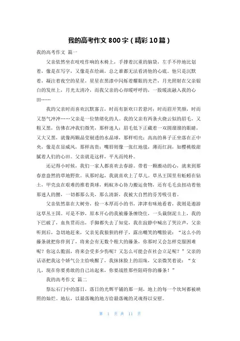 我的高考作文800字(精彩10篇)
