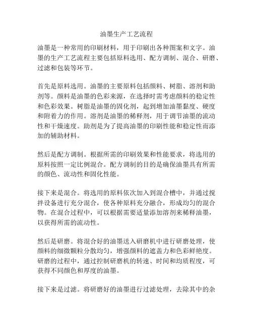 油墨生产工艺流程
