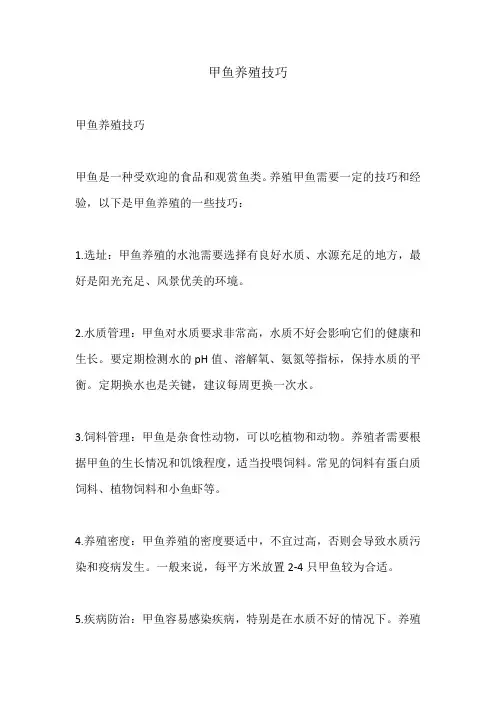 甲鱼养殖技巧
