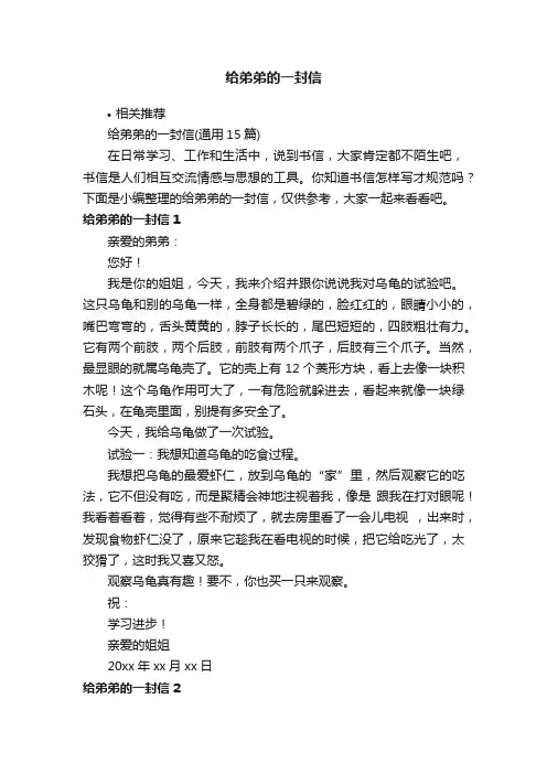 给弟弟的一封信