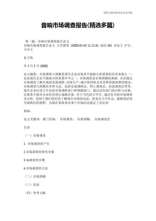 音响市场调查报告(精选多篇)