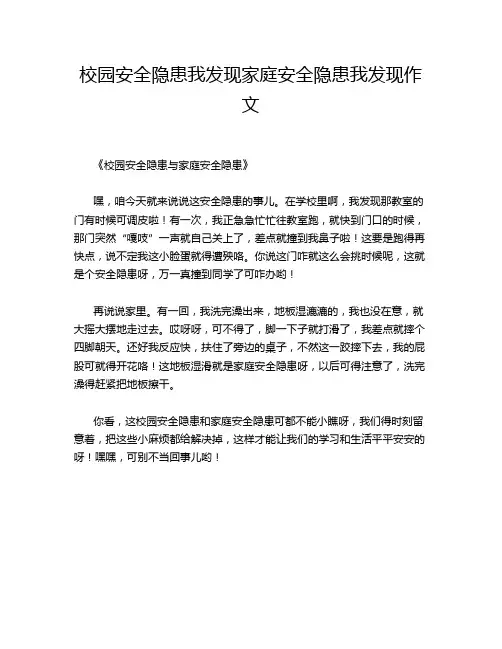 校园安全隐患我发现家庭安全隐患我发现作文