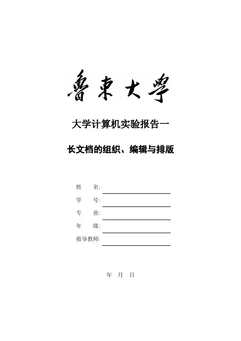 大学计算机实验报告模板一