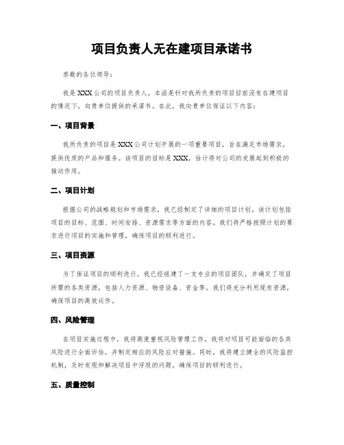 项目负责人无在建项目承诺书