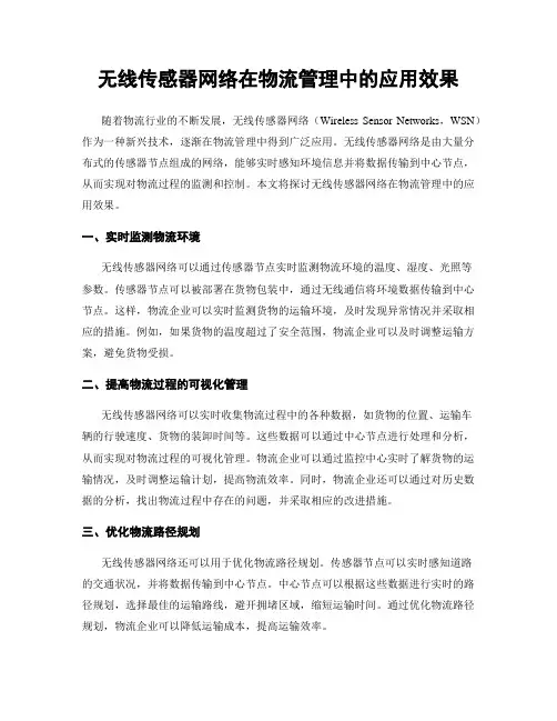 无线传感器网络在物流管理中的应用效果